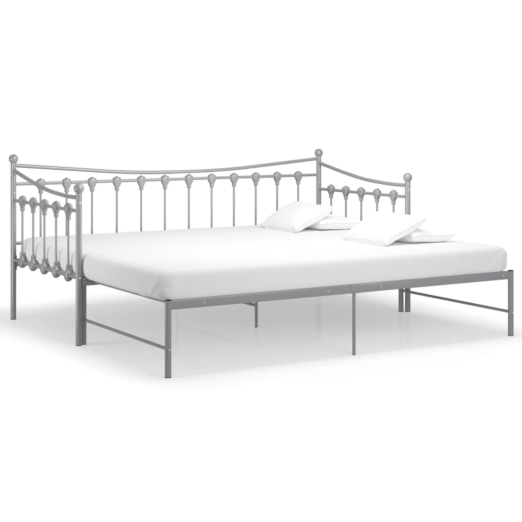 vidaXL Pull-out Sofa Bed Frame Grey Metal 90x200 cm - Sudd