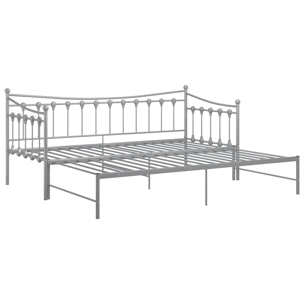 vidaXL Pull-out Sofa Bed Frame Grey Metal 90x200 cm - Sudd