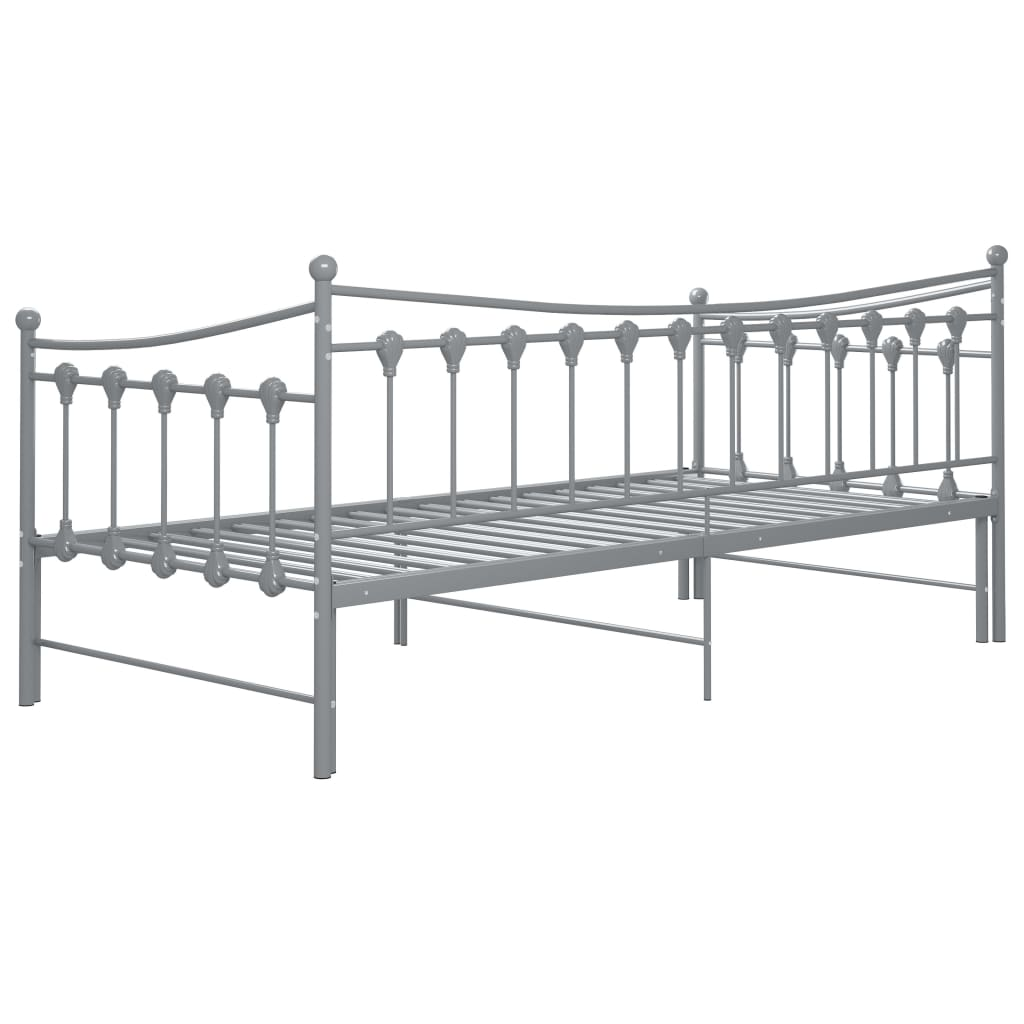 vidaXL Pull-out Sofa Bed Frame Grey Metal 90x200 cm - Sudd