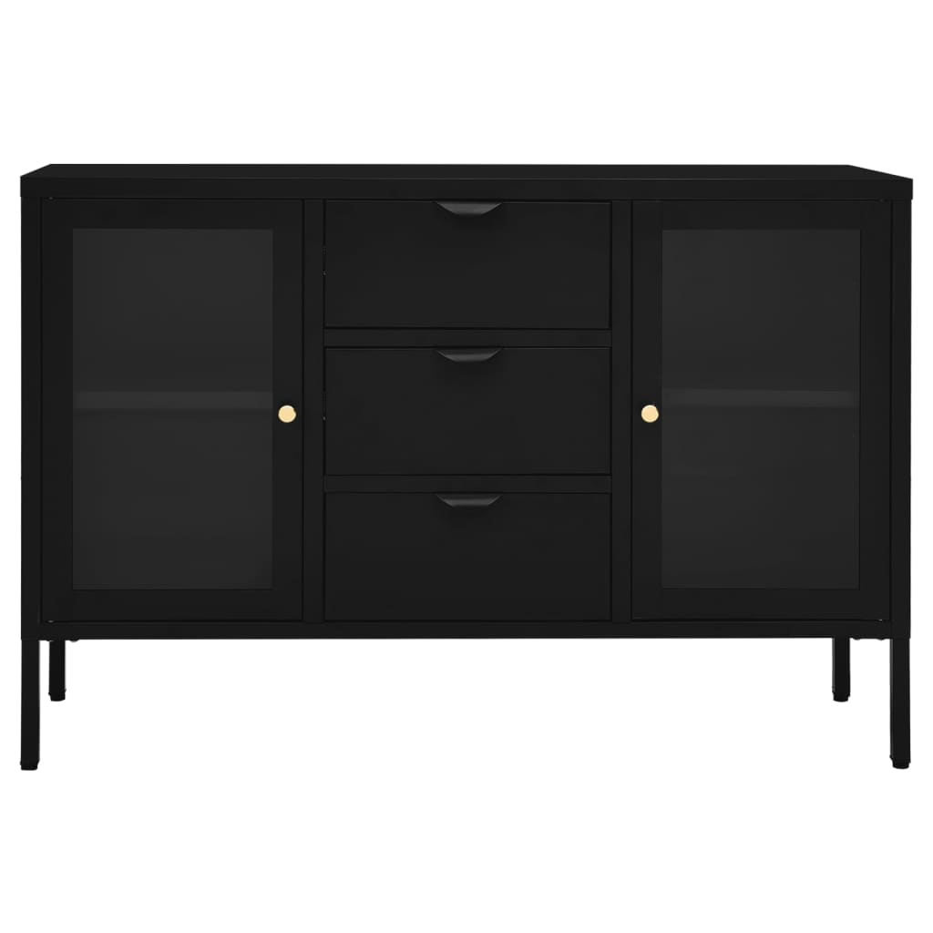 vidaXL Sideboard Black 105x35x70 cm Steel and Tempered Glass - Sudd