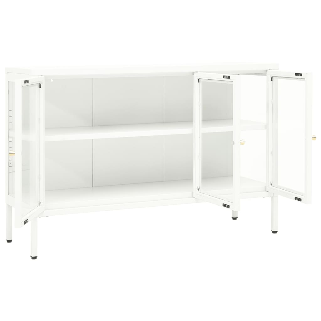 vidaXL Sideboard White 105x35x70 cm Steel and Glass - Sudd