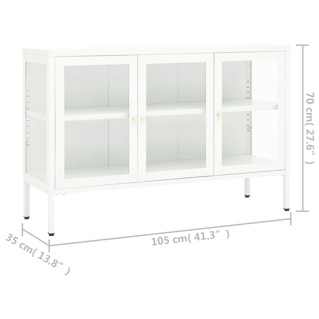 vidaXL Sideboard White 105x35x70 cm Steel and Glass - Sudd