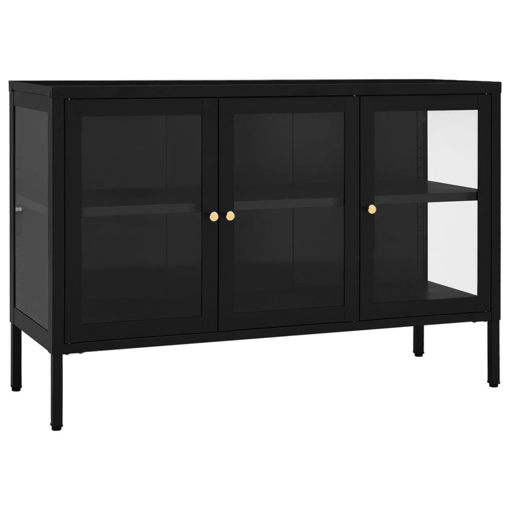 vidaXL Sideboard Black 105x35x70 cm Steel and Glass - Sudd