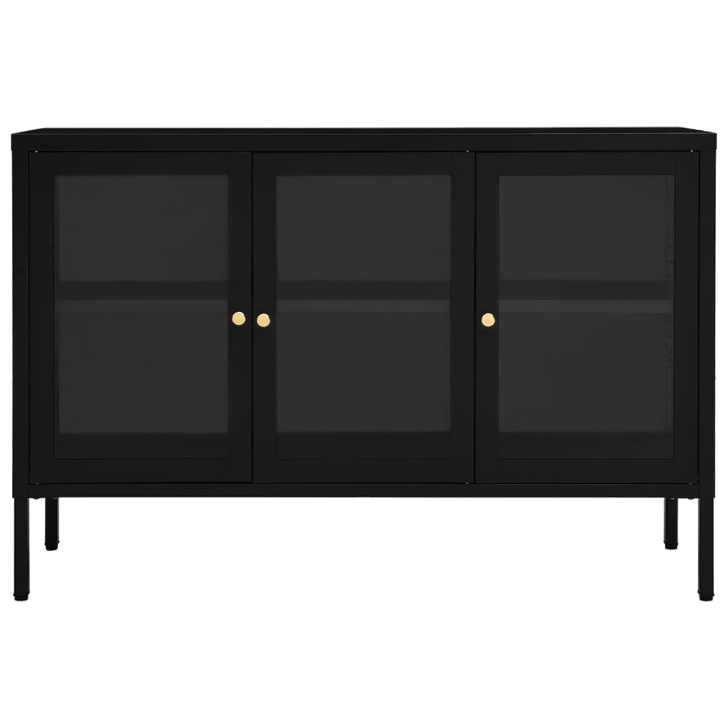 vidaXL Sideboard Black 105x35x70 cm Steel and Glass - Sudd