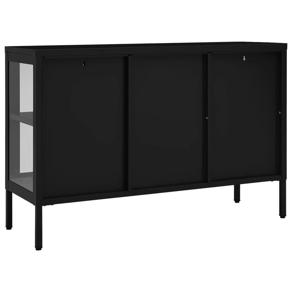 vidaXL Sideboard Black 105x35x70 cm Steel and Glass - Sudd