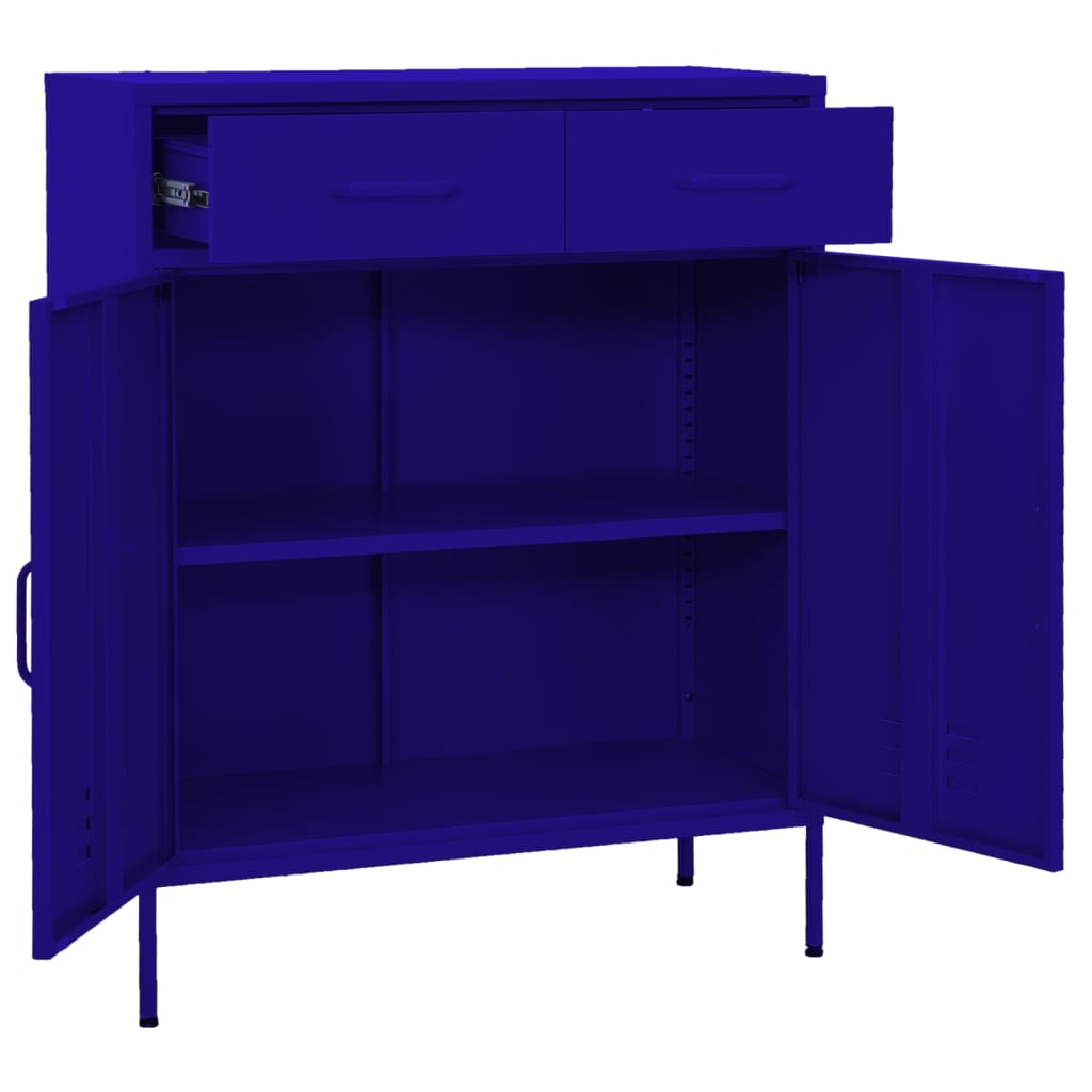 vidaXL Storage Cabinet Navy Blue 80x35x101.5 cm Steel - Sudd