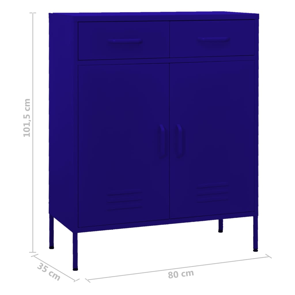 vidaXL Storage Cabinet Navy Blue 80x35x101.5 cm Steel - Sudd