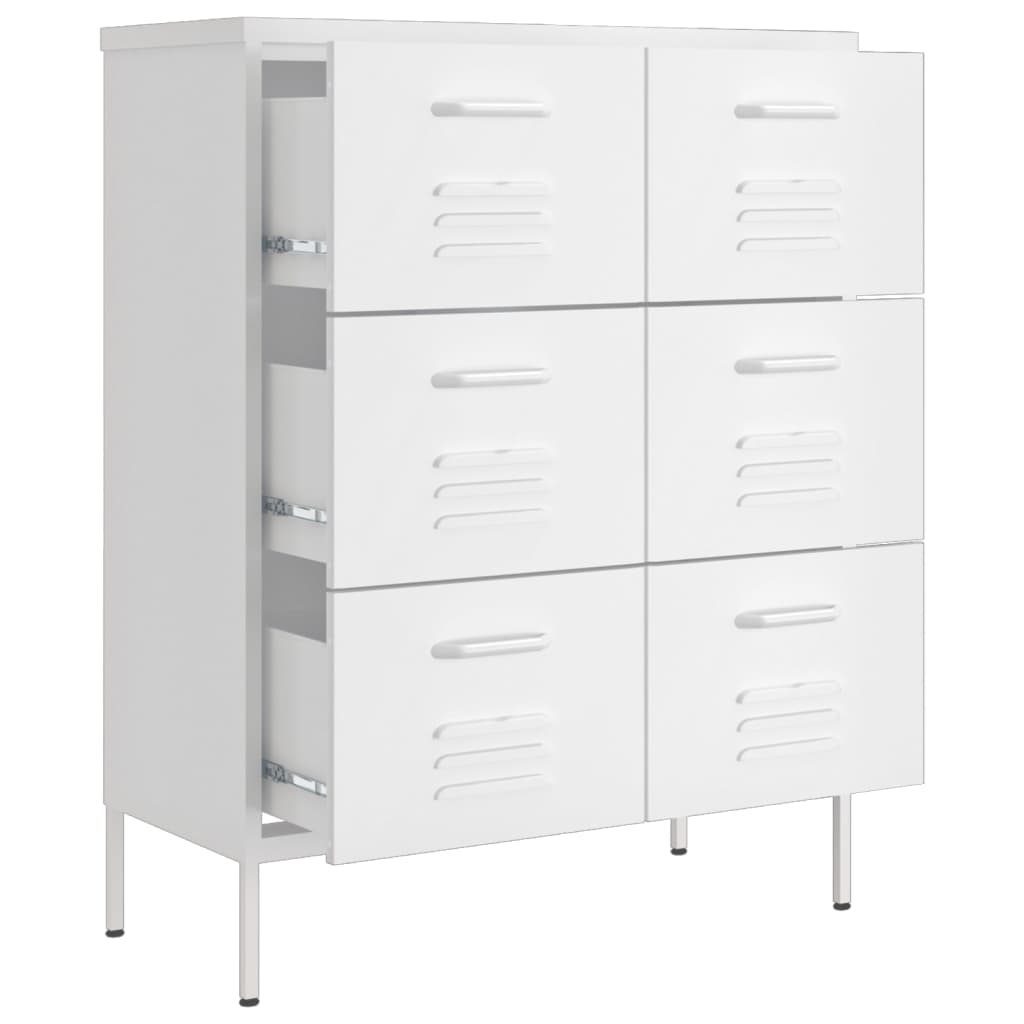 vidaXL Drawer Cabinet White 80x35x101.5 cm Steel - Sudd