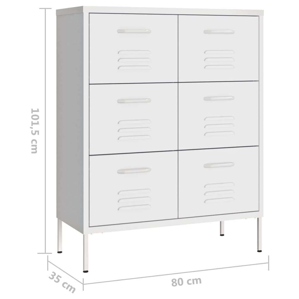 vidaXL Drawer Cabinet White 80x35x101.5 cm Steel - Sudd