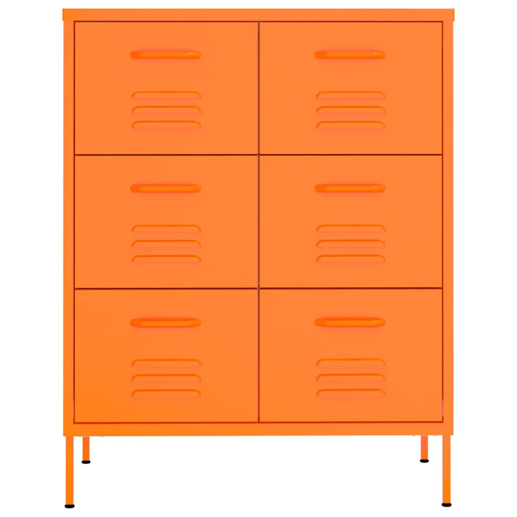 vidaXL Drawer Cabinet Orange 80x35x101.5 cm Steel - Sudd