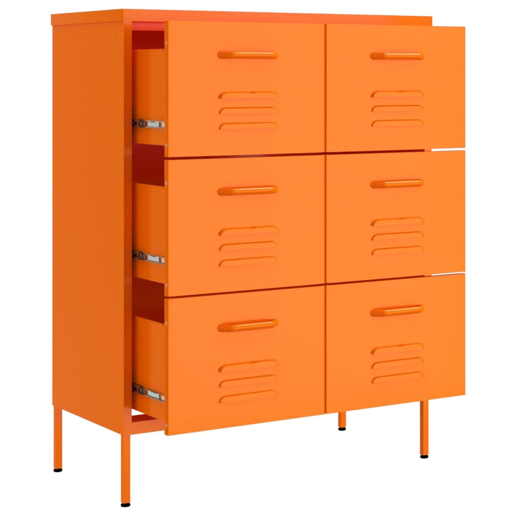 vidaXL Drawer Cabinet Orange 80x35x101.5 cm Steel - Sudd