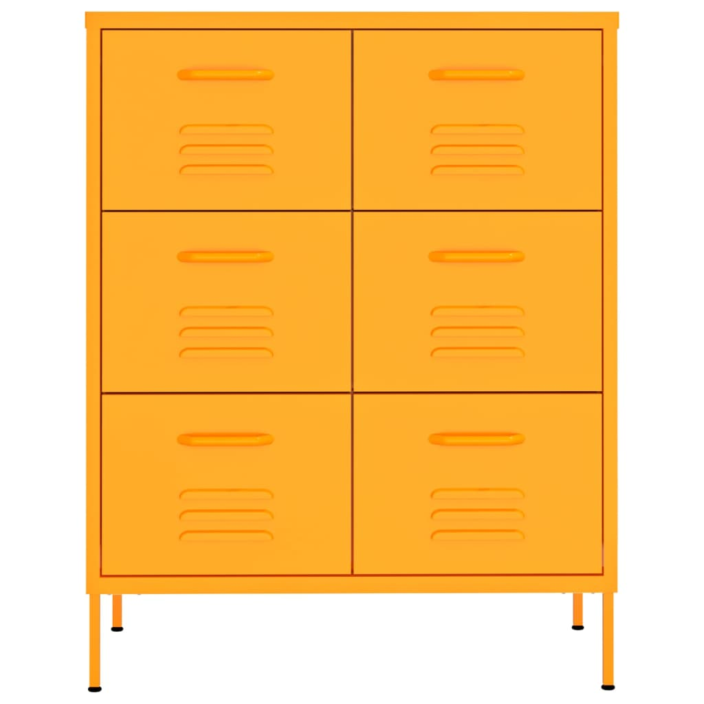 vidaXL Drawer Cabinet Mustard Yellow 80x35x101.5 cm Steel - Sudd