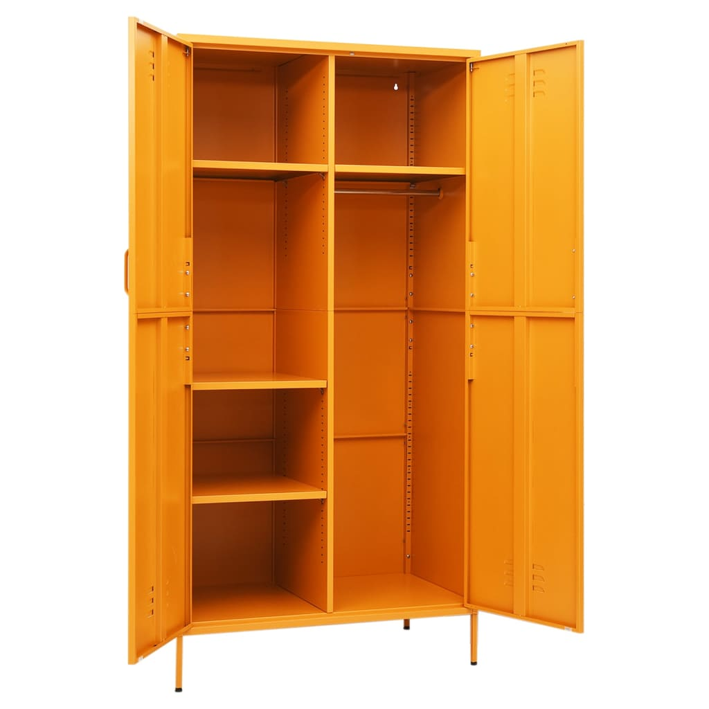 vidaXL Wardrobe Mustard Yellow 90x50x180 cm Steel - Sudd