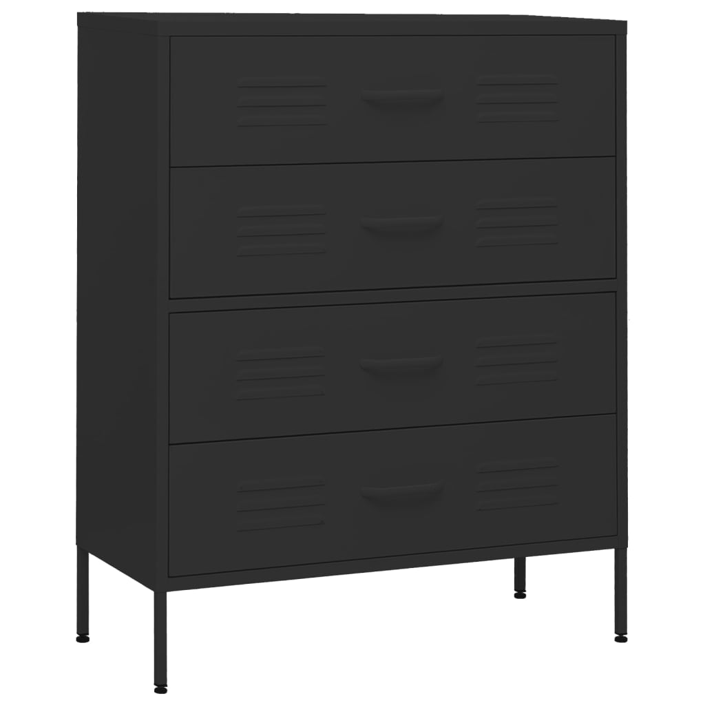 vidaXL Chest of Drawers Black 80x35x101.5 cm Steel - Sudd