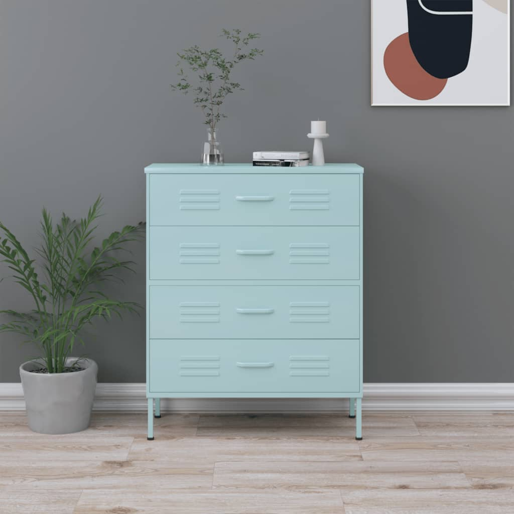 vidaXL Chest of Drawers Mint 80x35x101.5 cm Steel - Sudd