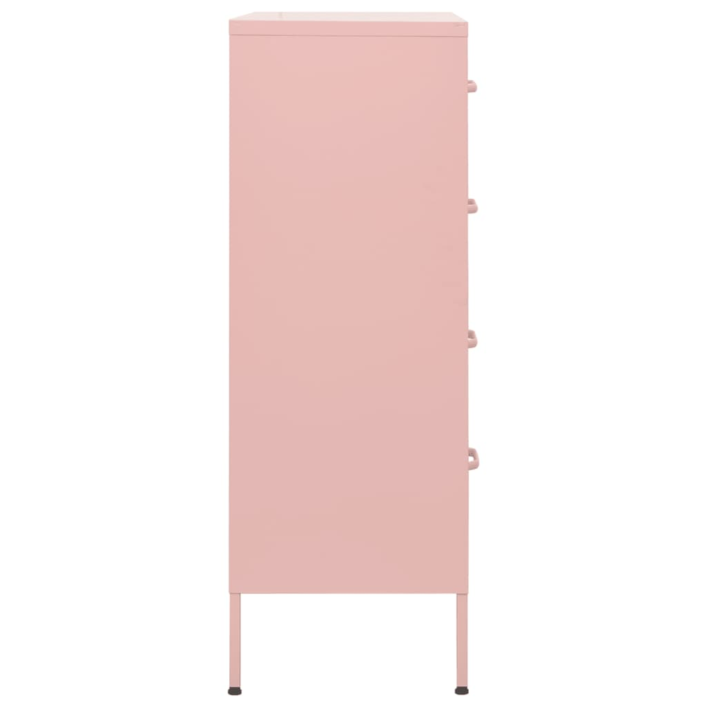 vidaXL Chest of Drawers Pink 80x35x101.5 cm Steel - Sudd