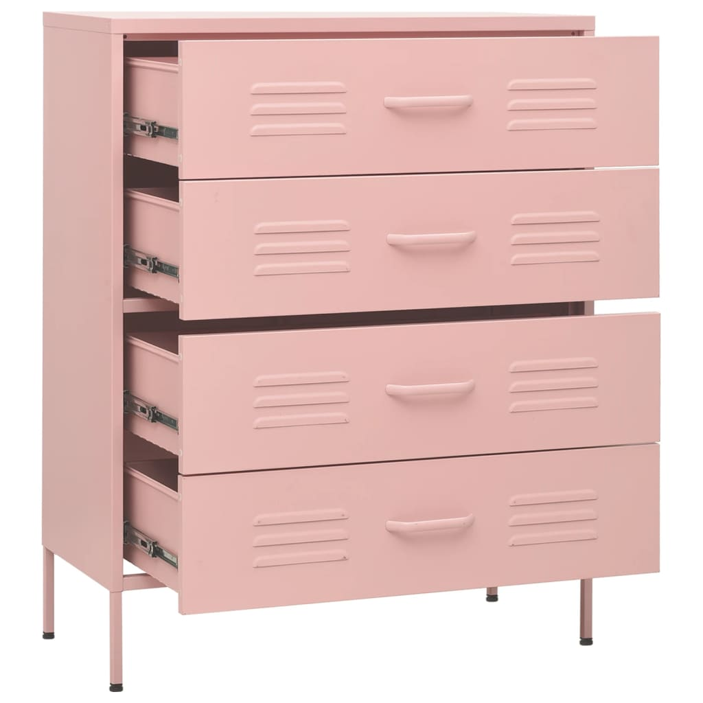 vidaXL Chest of Drawers Pink 80x35x101.5 cm Steel - Sudd