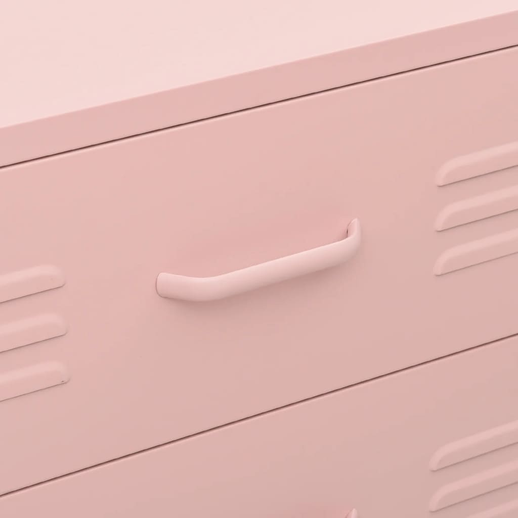 vidaXL Chest of Drawers Pink 80x35x101.5 cm Steel - Sudd