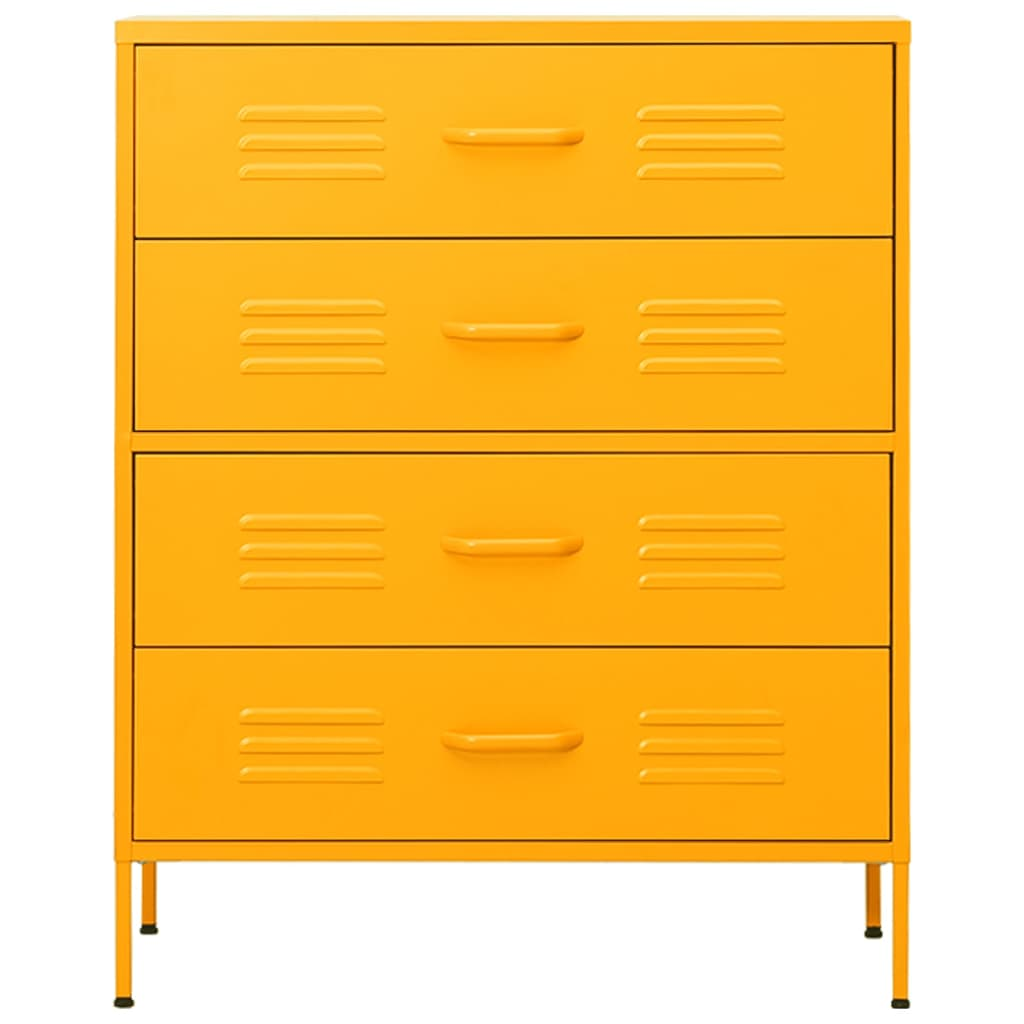 vidaXL Chest of Drawers Mustard Yellow 80x35x101.5 cm Steel - Sudd