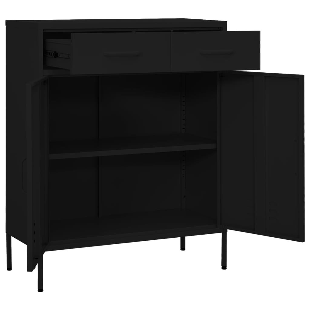 vidaXL Storage Cabinet Black 80x35x101.5 cm Steel - Sudd