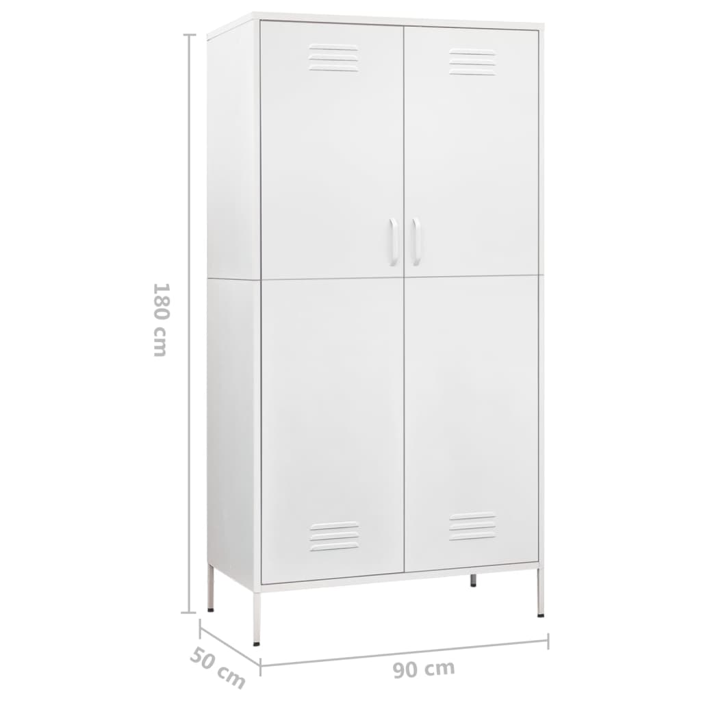 vidaXL Wardrobe White 90x50x180 cm Steel - Sudd