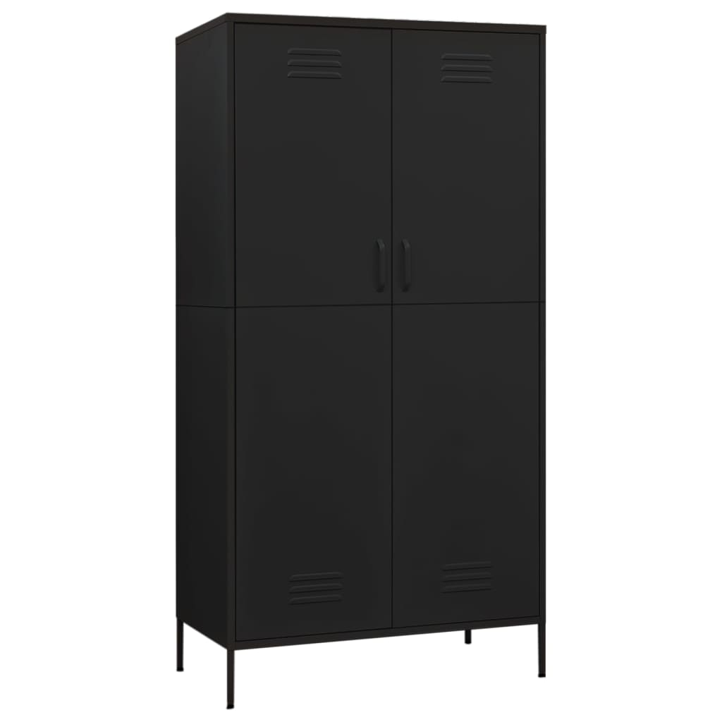 vidaXL Wardrobe Black 90x50x180 cm Steel - Sudd