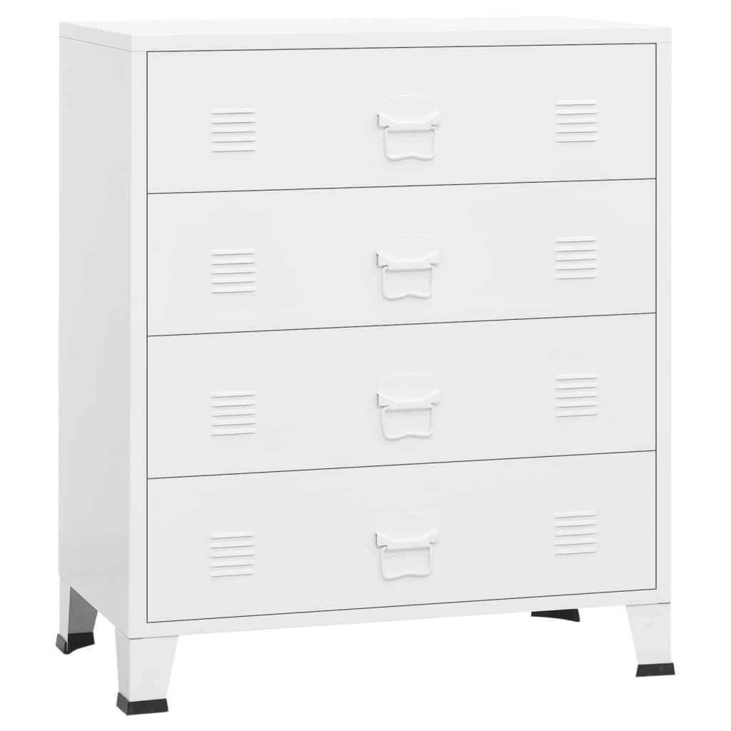 vidaXL Industrial Drawer Cabinet White 78x40x93 cm Metal - Sudd