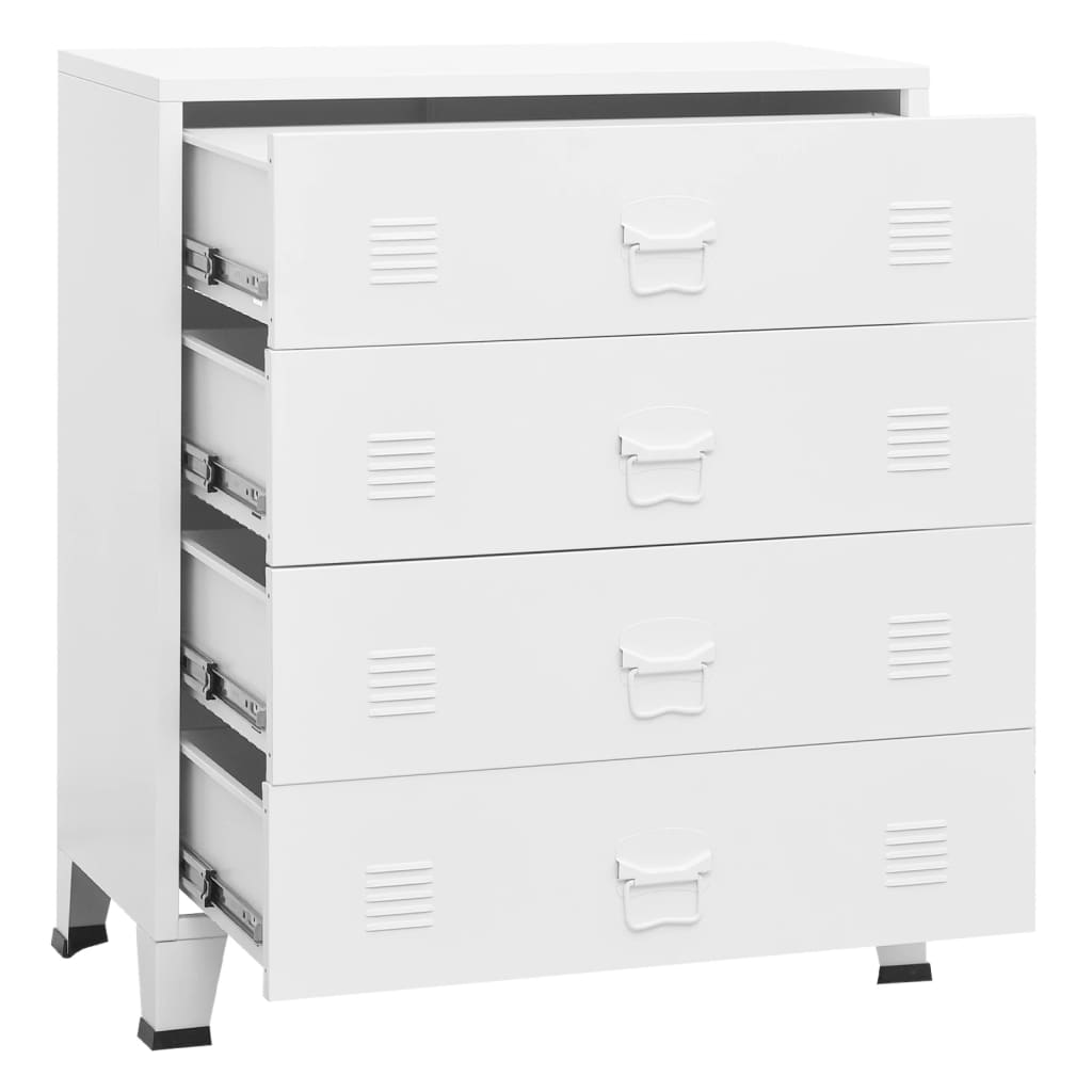 vidaXL Industrial Drawer Cabinet White 78x40x93 cm Metal - Sudd