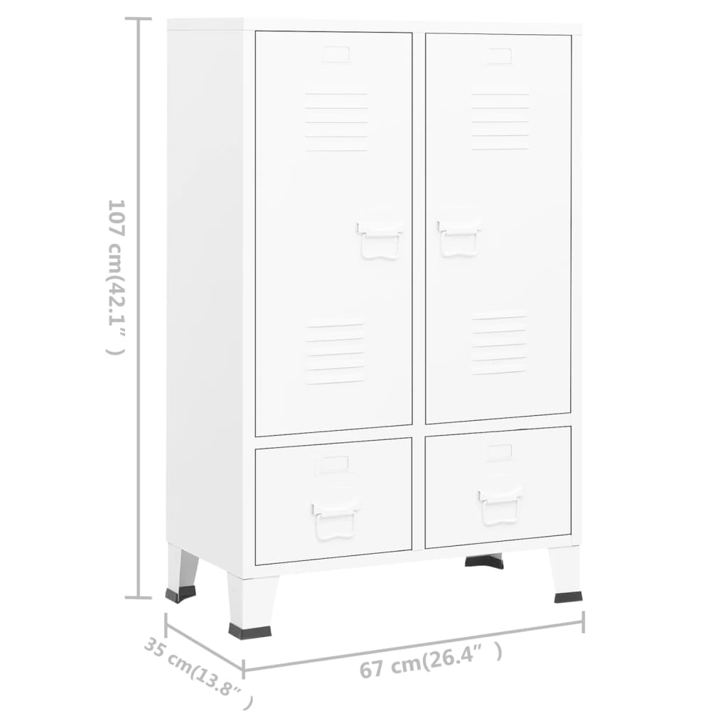 vidaXL Industrial Wardrobe White 67x35x107 cm Steel - Sudd