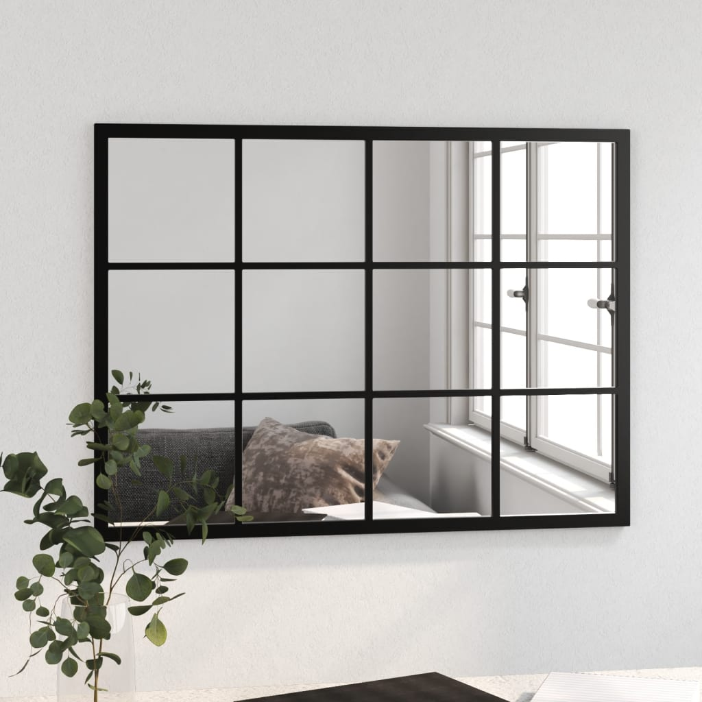 vidaXL Wall Mirror Black 80x60 cm Metal - Sleek Design, Easy Installation - Sudd