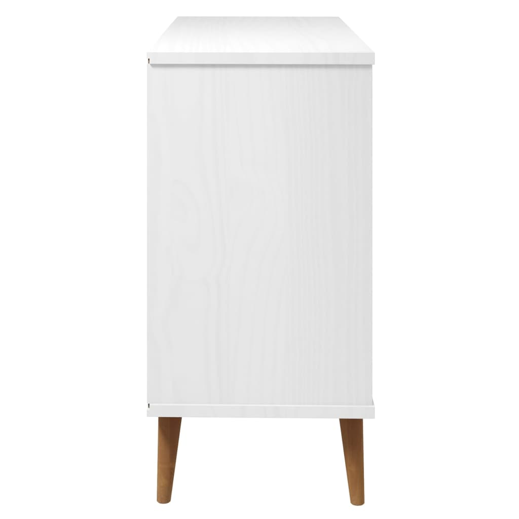 vidaXL Drawer Cabinet MOLDE White 113x40x80 cm Solid Wood Pine - Sudd