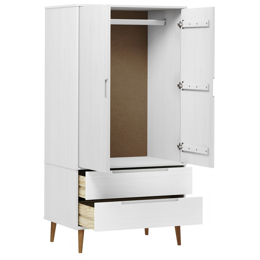 vidaXL Wardrobe MOLDE White 90x55x175 cm Solid Wood Pine - Sudd