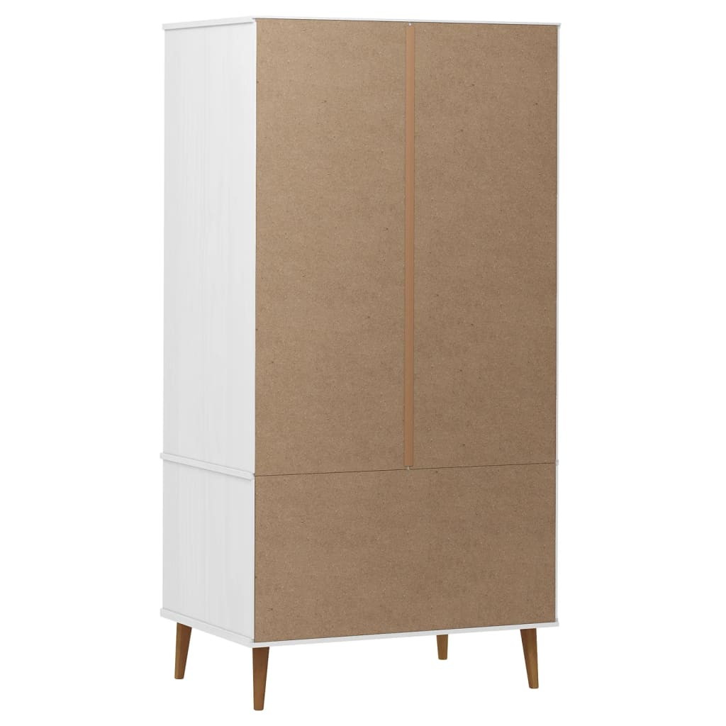 vidaXL Wardrobe MOLDE White 90x55x175 cm Solid Wood Pine - Sudd