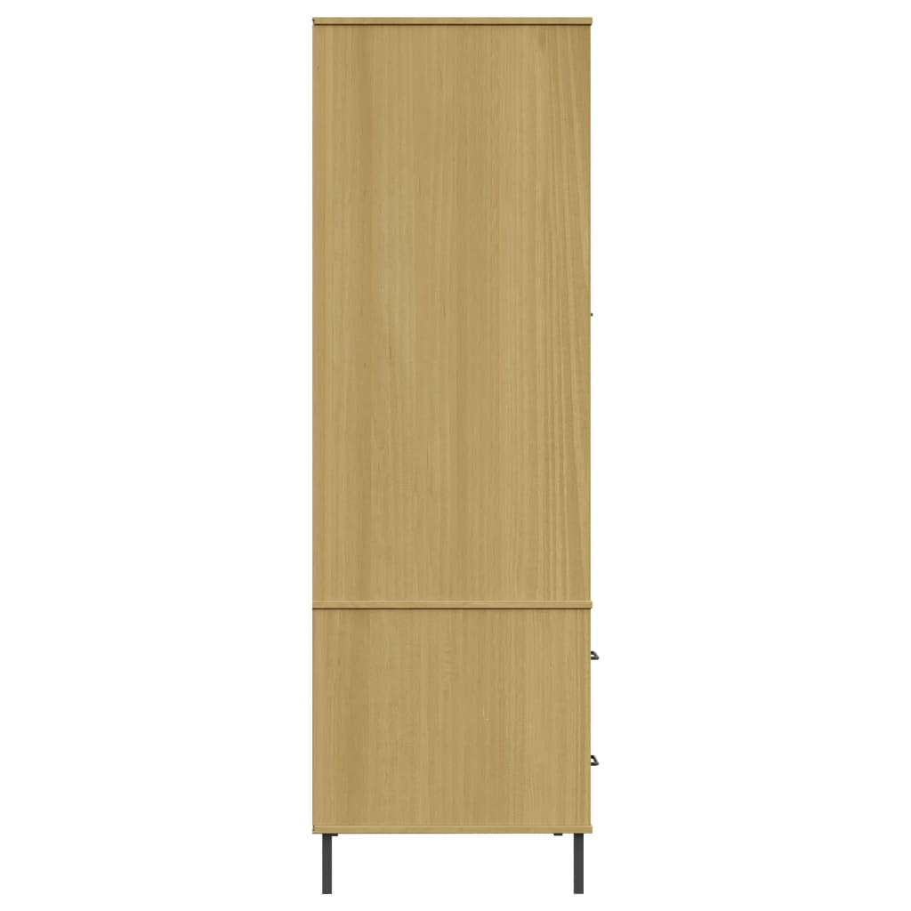 vidaXL Wardrobe with Metal Legs Brown 90x55x172.5 cm Solid Wood OSLO - Sudd