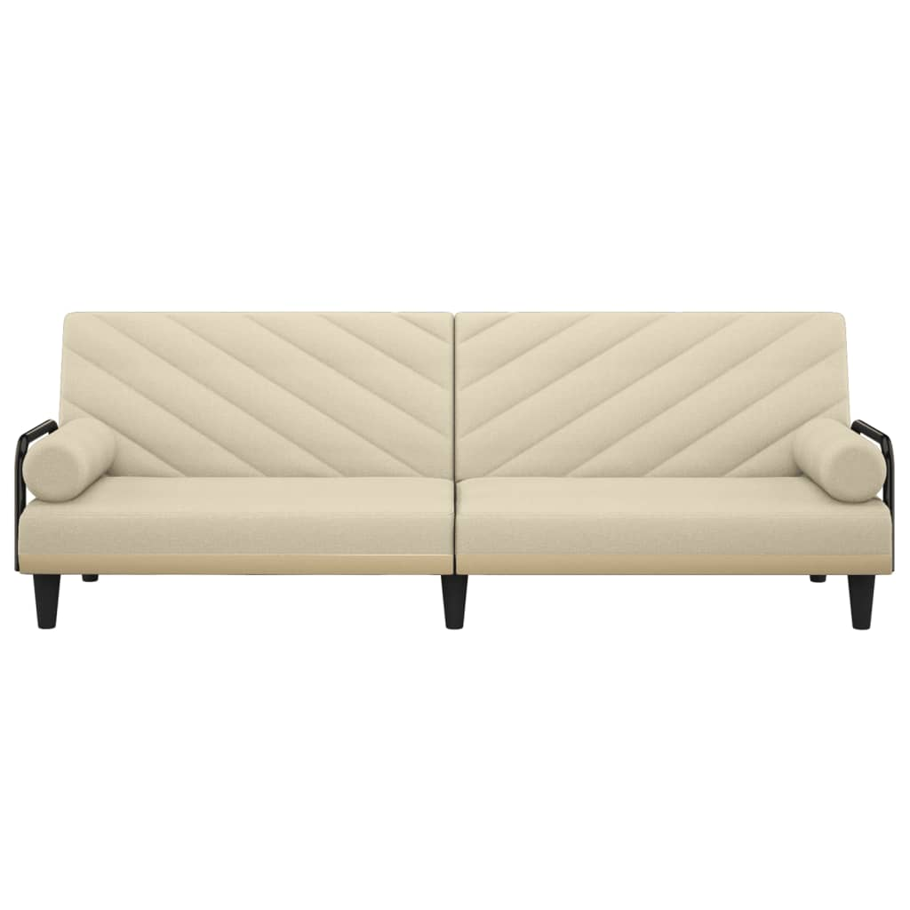 vidaXL Sofa Bed with Armrests Cream Fabric - Sudd