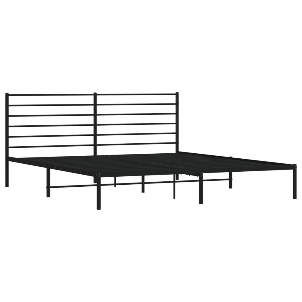 vidaXL Metal Bed Frame with Headboard Black 180x200 cm Super King - Sudd