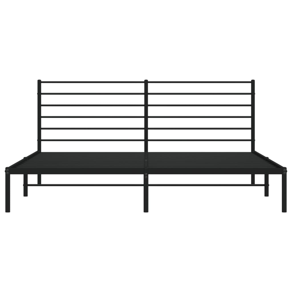 vidaXL Metal Bed Frame with Headboard Black 180x200 cm Super King - Sudd