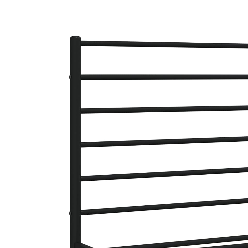 vidaXL Metal Bed Frame with Headboard Black 180x200 cm Super King - Sudd