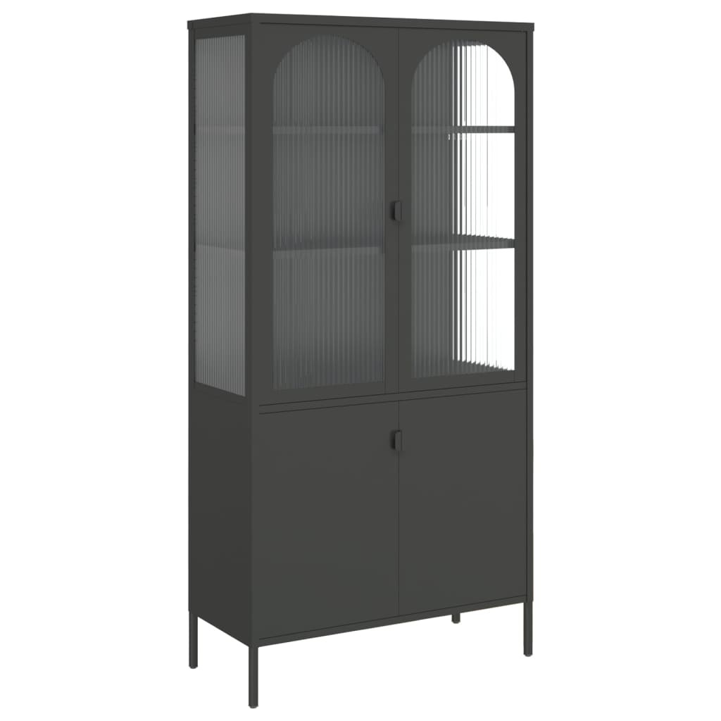 vidaXL Highboard Black 90x40x180 cm Glass and Steel - Sudd