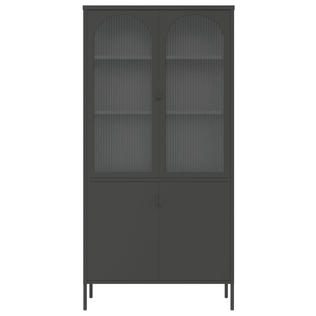 vidaXL Highboard Black 90x40x180 cm Glass and Steel - Sudd