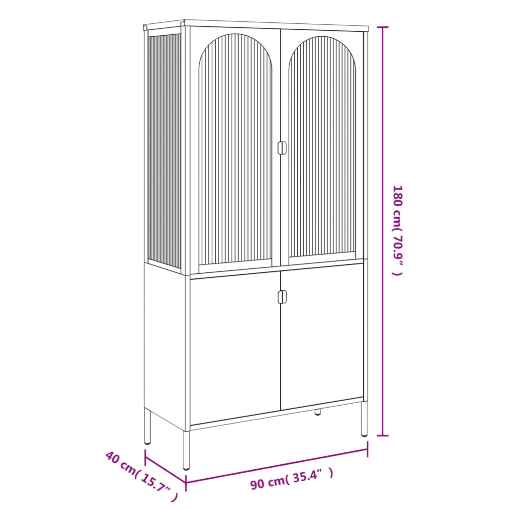 vidaXL Highboard Black 90x40x180 cm Glass and Steel - Sudd