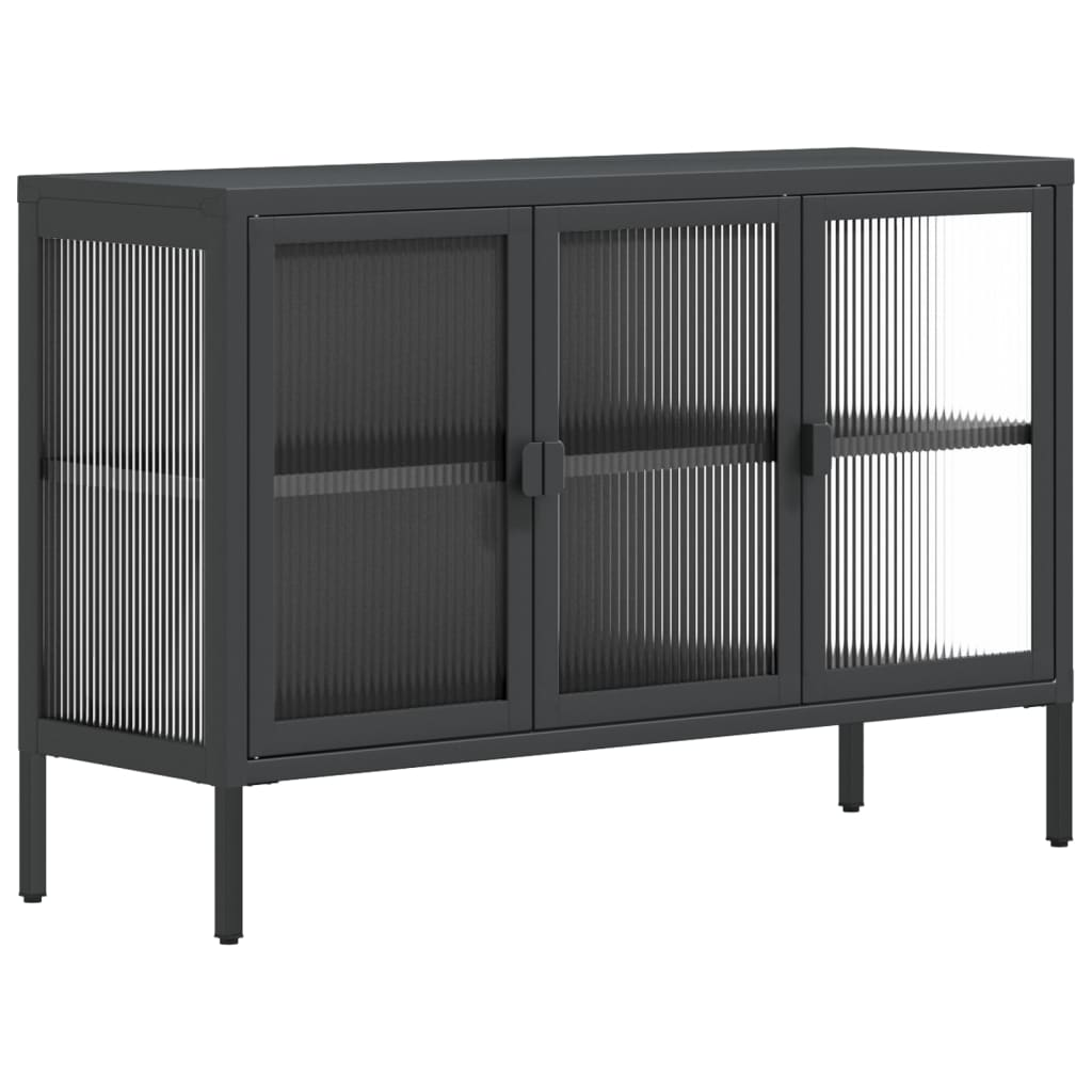 vidaXL Sideboard Black 105x35x70 cm Glass and Steel - Sudd