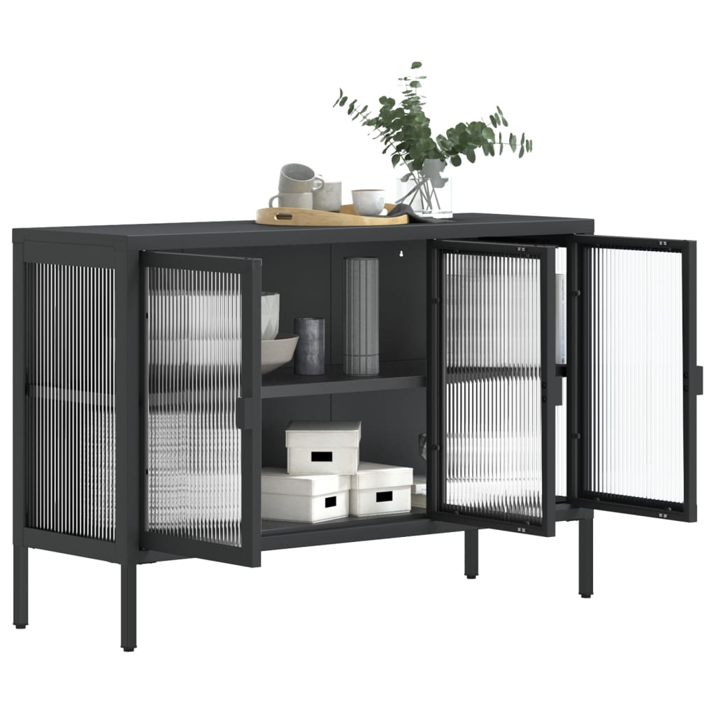 vidaXL Sideboard Black 105x35x70 cm Glass and Steel - Sudd