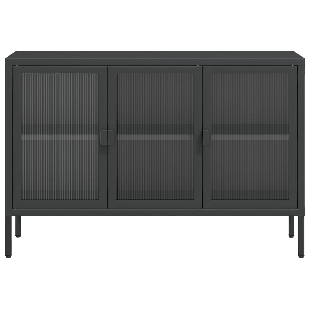 vidaXL Sideboard Black 105x35x70 cm Glass and Steel - Sudd