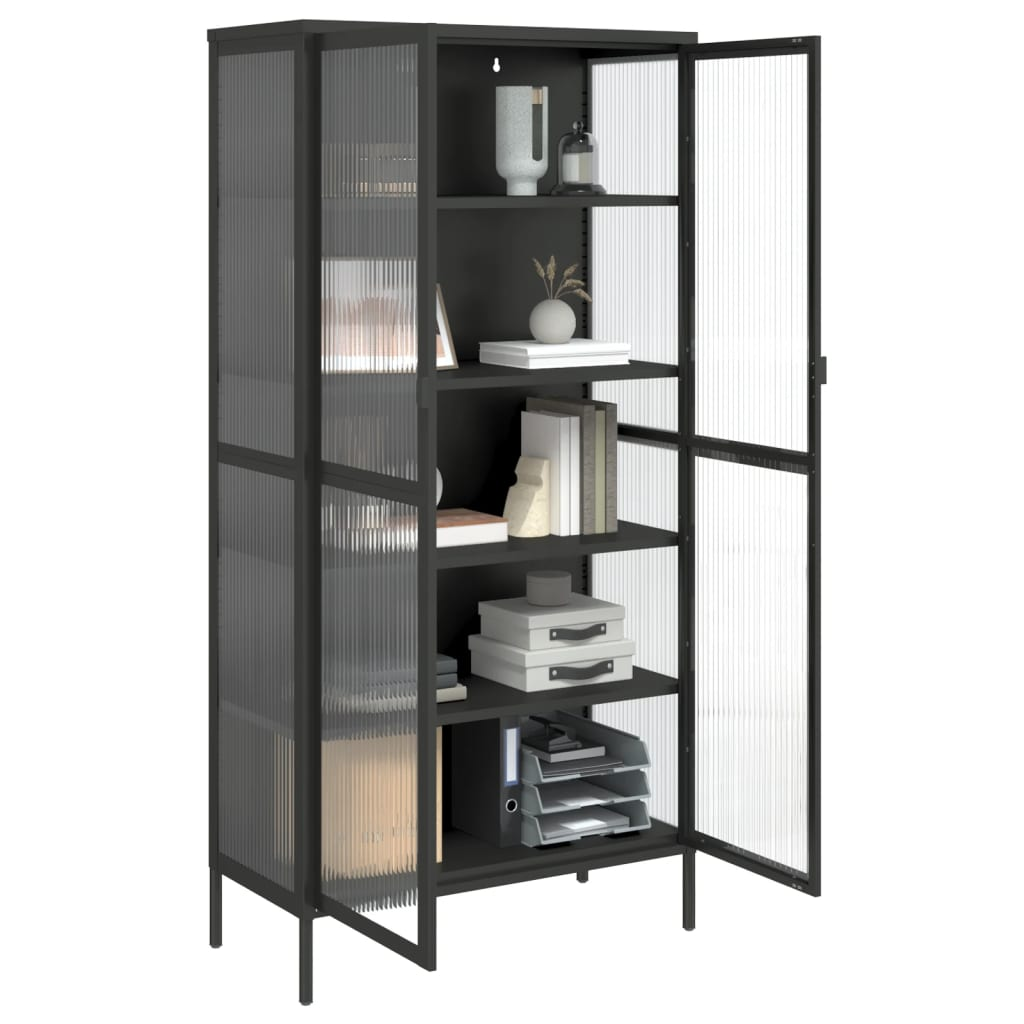 vidaXL Highboard Black 85x40x180 cm Glass and Steel - Sudd