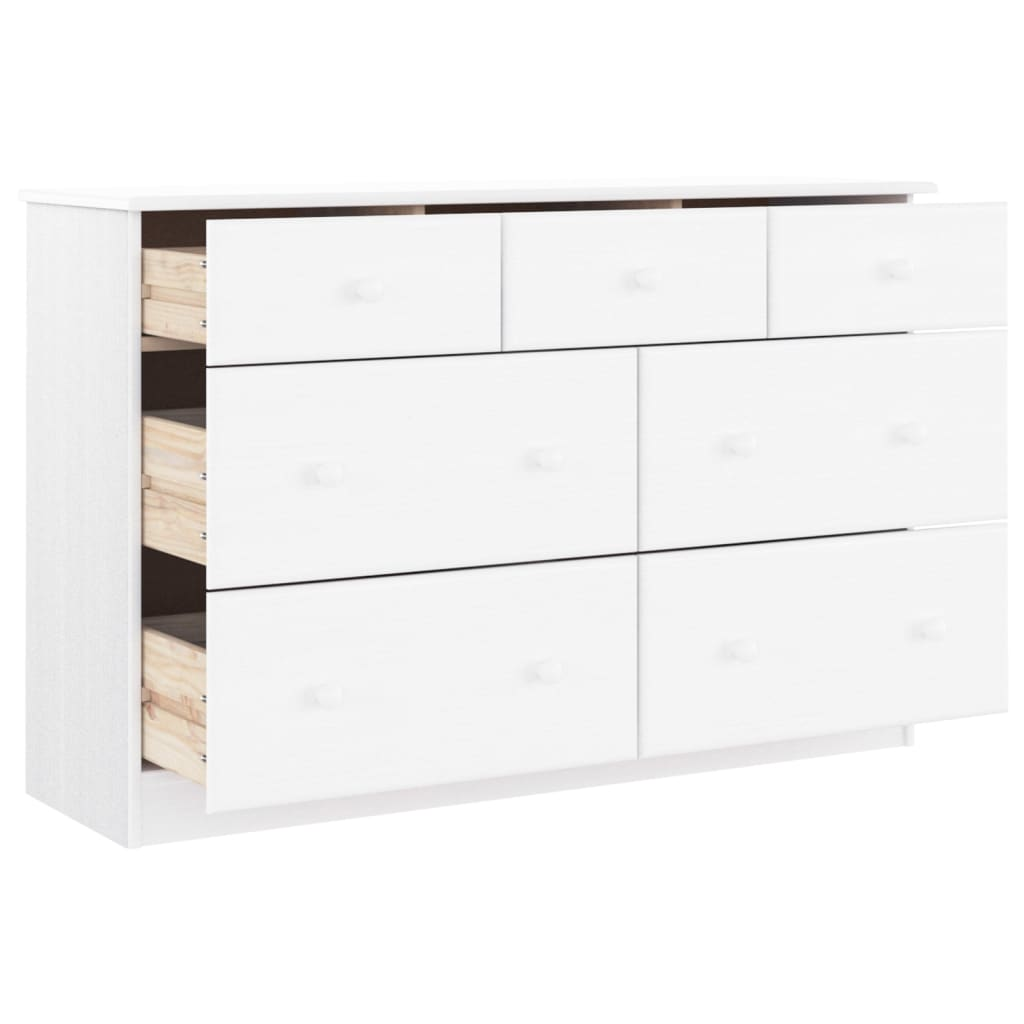 vidaXL Chest of Drawers ALTA White 112x35x73 cm Solid Wood Pine - Sudd