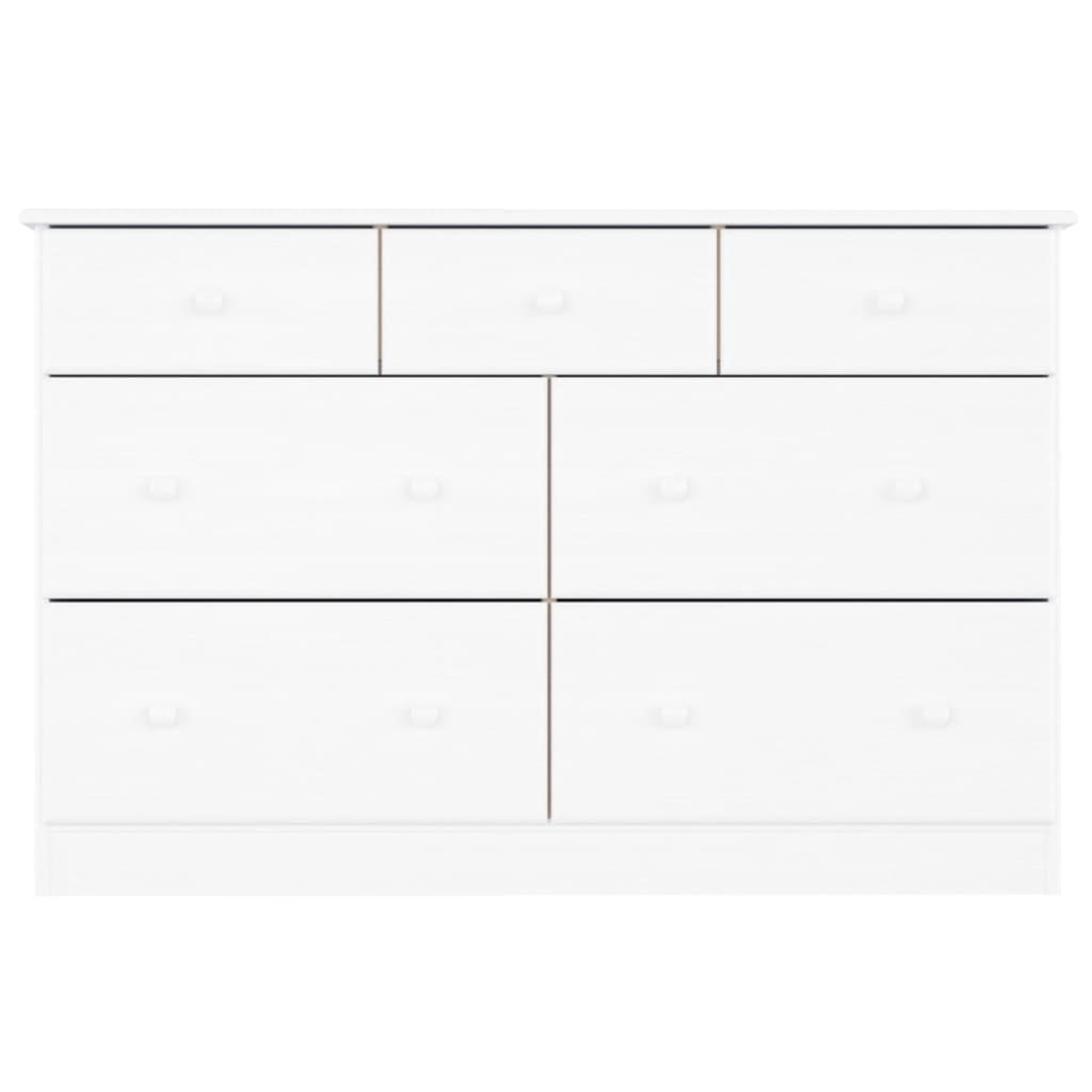 vidaXL Chest of Drawers ALTA White 112x35x73 cm Solid Wood Pine - Sudd