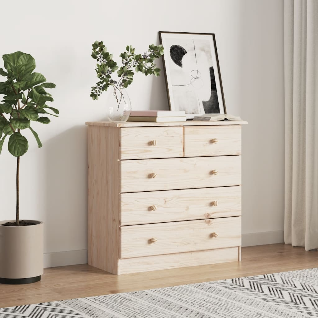 vidaXL Chest of Drawers ALTA 77x35x73 cm Solid Wood Pine - Sudd