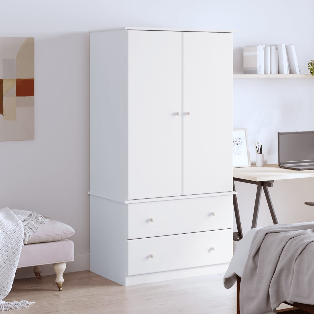 vidaXL Wardrobe ALTA White 90x55x170 cm Solid Wood Pine - Sudd