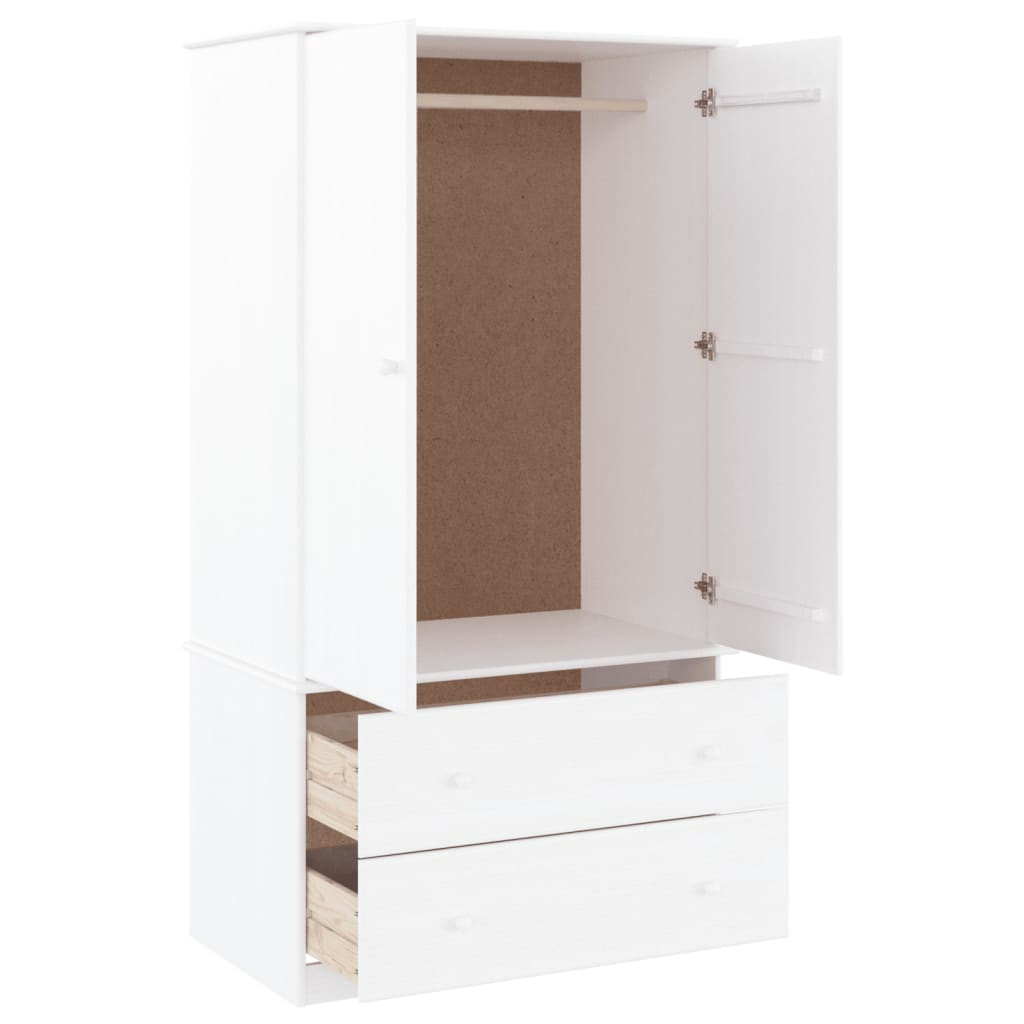 vidaXL Wardrobe ALTA White 90x55x170 cm Solid Wood Pine - Sudd